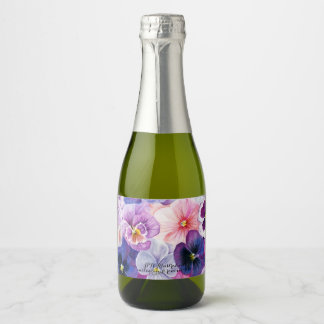 Pansies: spring, napkins, labels, candles, cards スパークリングワインラベル