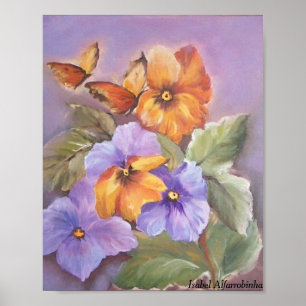 Pansies with butterfly ポスター