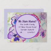 Pansy花の新しい住所はがき、移動している ポストカード (正面/裏面)