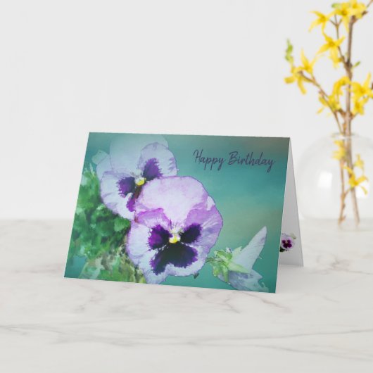 pansy16watercolor1-15カード カード (黄色い花)