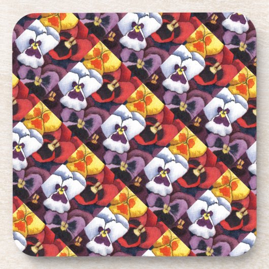 「Pansy #2 Tiled Pattern」フローラ・コースター・セット コースター (正面)
