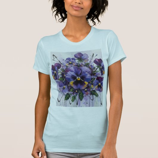 Pansy Bloom - Artistic Floral T - shirt  Tシャツ (正面)