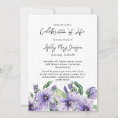 Pansy Celebration of Life Photo Funeral 招待状 (裏面)