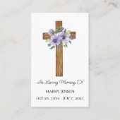 Pansy Cross Memorial Funeral Prayer Card 名刺 (正面)
