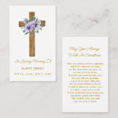 Pansy Cross Memorial Funeral Prayer Card 名刺 (正面/裏面)
