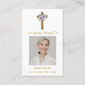 Pansy Cross Memorial Photo Funeral Prayer Card 名刺 (正面)