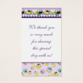 Pansy Cupcakes – ベビーシャワーお気に入りギフトラベル (裏面)