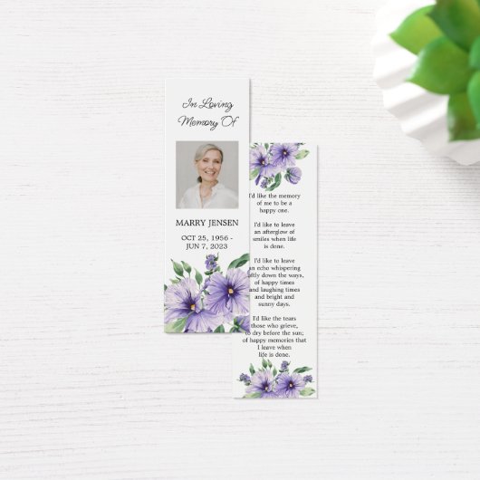 Pansy Floral Photo Funeral Memorial Bookmark (デスク)