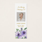 Pansy Floral Photo Funeral Memorial Bookmark (正面)