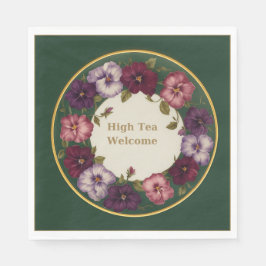 Pansy High Tea Napkins • Forest Green & Gold スタンダードランチョンナプキン