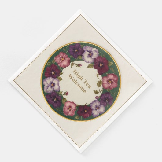 Pansy High Tea Napkins • Ivory & Gold (コーナー)
