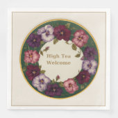 Pansy High Tea Napkins • Ivory & Gold (正面)