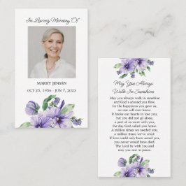Pansy Memorial Photo Funeral Prayer Card 名刺