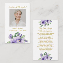 Pansy Memorial Photo Funeral Prayer Card 名刺