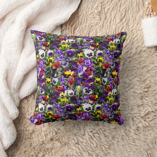 Pansy Photo Collage:フローラ美しいの万華鏡のように千変万化するパターン クッション (ブランケット)