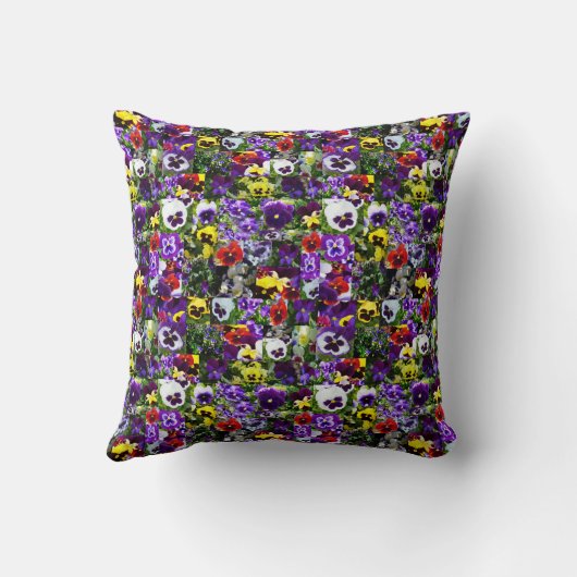 Pansy Photo Collage:フローラ美しいの万華鏡のように千変万化するパターン クッション (裏面)