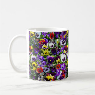 Pansy Photo Collage:フローラ美しいの万華鏡のように千変万化するパターン コーヒーマグカップ