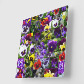 Pansy Photo Collage:フローラ美しいの万華鏡のように千変万化するパターン スクエア壁時計 (傾斜)