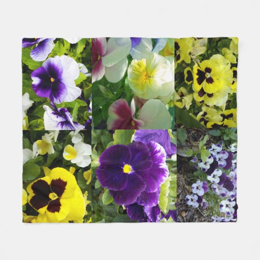 Pansy Photo Collage:フローラ美しいの万華鏡のように千変万化するパターン フリースブランケット (正面(横))