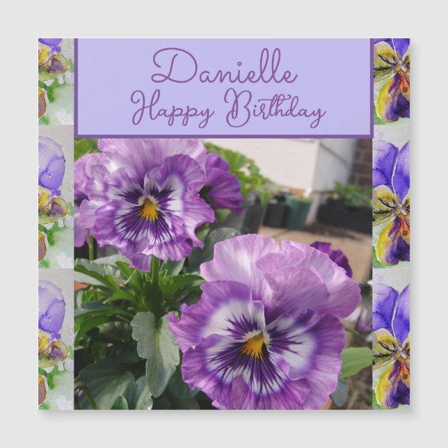 Pansy Purple Flower floral Girls Name Birthday (正面)