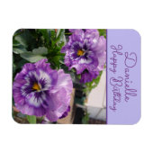 Pansy Purple Flower floral Girls Name Birthday マグネット (横)