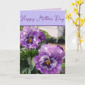 Pansy Purple Flower floral Mothers Day Card Blue カード (黄色い花)
