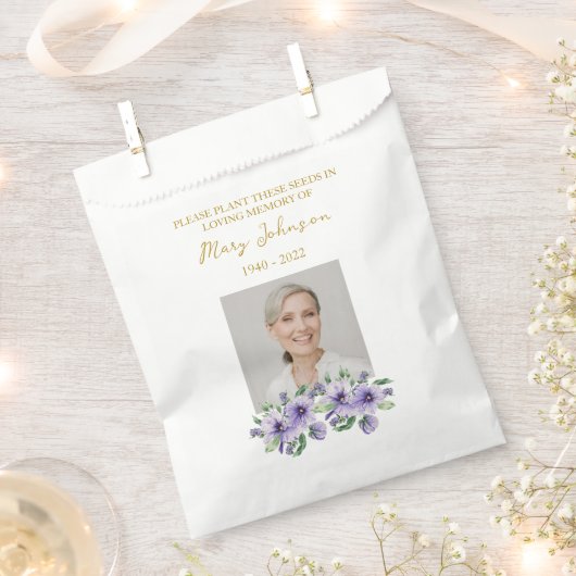 Pansy Seed Packet Memorial Funeral Favor Bag フェイバーバッグ (クリップ留めされた状態)