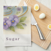 Pansy Teacup Tea Towel | Yes Please Milk & Sugar キッチンタオル (四つ折り)