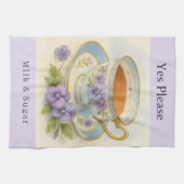 Pansy Teacup Tea Towel | Yes Please Milk & Sugar キッチンタオル (横)