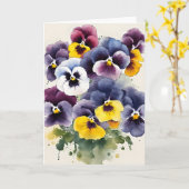 Pansy - Watercolor flowers カード (黄色い花)