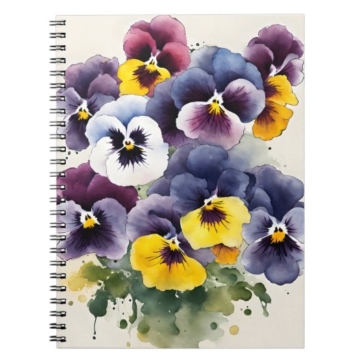 Pansy - Watercolor flowers ノートブック (正面)