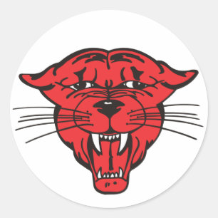 PANTHER顔、赤01 ラウンドシール