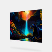 Panther by a waterfall アクリルサイン (傾斜)