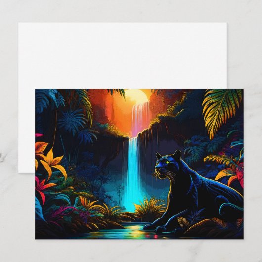 Panther by a waterfall 招待状 (正面/裏面)