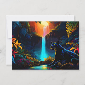Panther by a waterfall 招待状