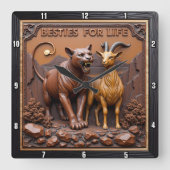 Panther Goat Close Up Friends スクエア壁時計 (正面)