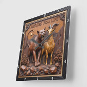 Panther Goat Close Up Friends スクエア壁時計 (傾斜)