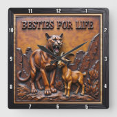 Panther Goat Dark Forest スクエア壁時計 (正面)