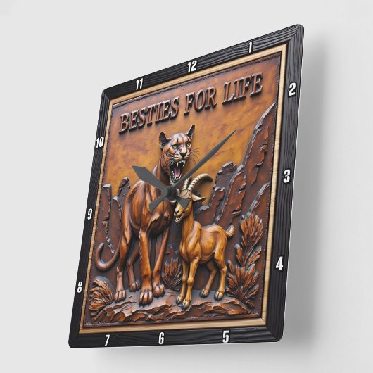 Panther Goat Dark Forest スクエア壁時計 (傾斜)