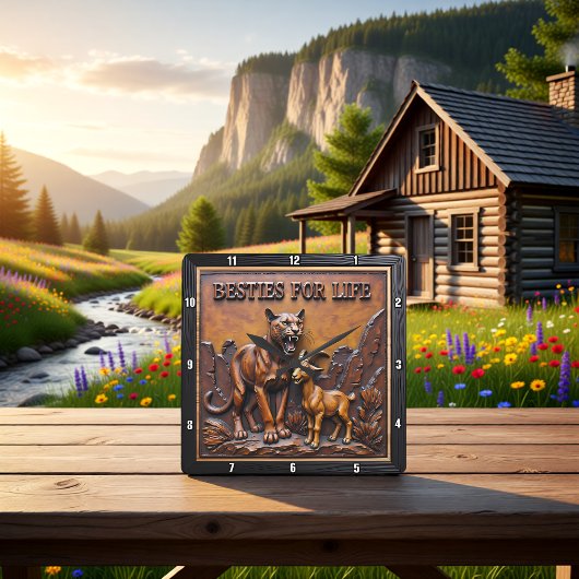 Panther Goat Dark Forest スクエア壁時計