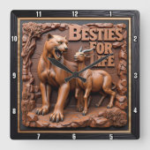 Panther Goat Dark Habitat スクエア壁時計 (正面)