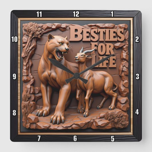 Panther Goat Dark Habitat スクエア壁時計 (正面)