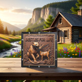 Panther Goat Detailed Animal スクエア壁時計