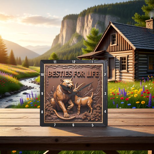 Panther Goat Detailed Animal スクエア壁時計