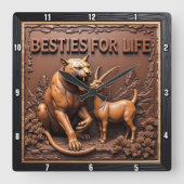 Panther Goat Detailed Animal スクエア壁時計 (正面)