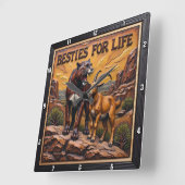 Panther Goat Pair Mountain スクエア壁時計 (傾斜)