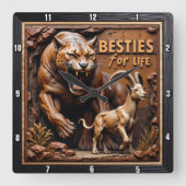 Panther Goat Scenic Mountain スクエア壁時計 (正面)