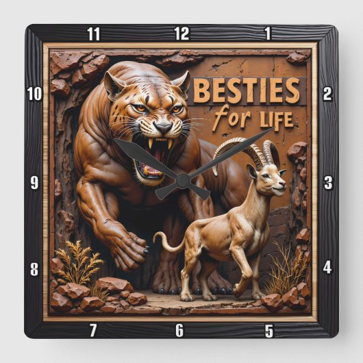 Panther Goat Scenic Mountain スクエア壁時計 (正面)