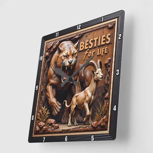 Panther Goat Scenic Mountain スクエア壁時計 (傾斜)