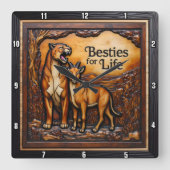 Panther Goat Textured Forest スクエア壁時計 (正面)